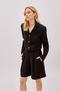 Tara Black Wool Relaxed Shorts