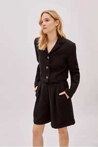 Tara Black Wool Crop Jacket