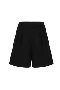 Tara Black Wool Relaxed Shorts