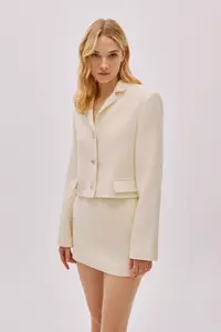 Tara Ecru Wool Crop Jacket