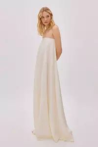 Venice Ecru Linen Strapless Maxi Dress