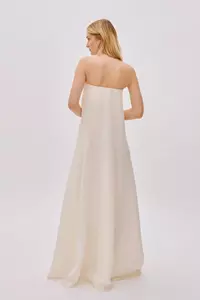 Venice Ecru Linen Strapless Maxi Dress