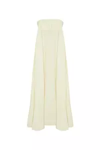 Venice Ecru Linen Strapless Maxi Dress