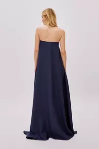 Venice Navy Linen Strapless Maxi Dress