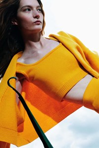 Willow Honey Yellow Cashmere Crop Cardigan