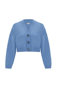 Willow Light Blue Cashmere Crop Cardigan