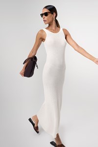 Daisy Off White Ribbed Maxi Dress