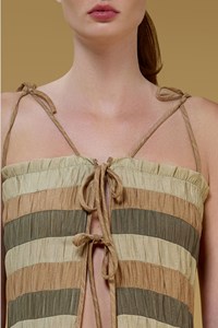 Phoebe Multi Striped Tie Front Maxi Length Top