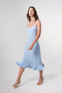 Camille Pale Blue Ribbed Midi Dress