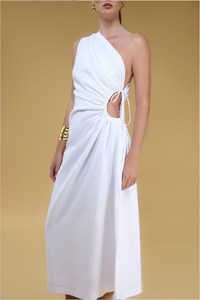 Aura One-Shoulder Linen Dress