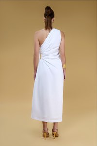 Aura One-Shoulder Linen Dress