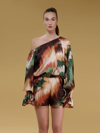 Theia Printed Off Shoulder Top