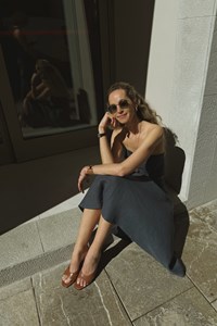 Clara Indigo Linen Maxi Skirt