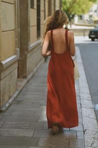 Ember Terracotta Linen Backless Maxi Dress