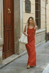 Ember Terracotta Linen Backless Maxi Dress