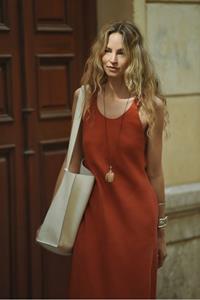 Ember Terracotta Linen Backless Maxi Dress
