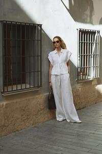 Galia Ecru Linen Pants