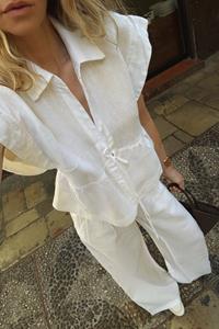 Galia Ecru Linen Pants