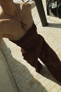 Mare Brown Cotton Shirred Jumpsuit