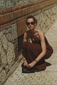 Mare Brown Cotton Shirred Jumpsuit