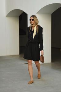 Tara Black Wool Relaxed Shorts