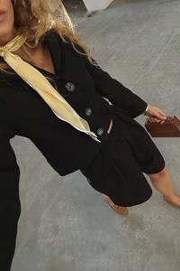 Tara Black Wool Relaxed Shorts