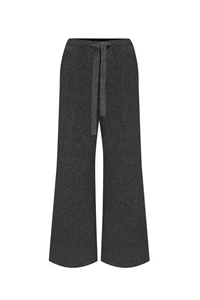 Ash Grey Cashmere Wide Leg Pants