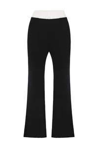 Black and White Ribbed Flared Pants