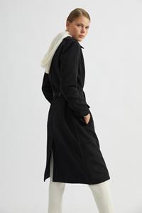 Wool trench coat on sale black