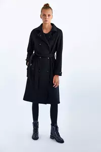 Black Wool Trench Coat