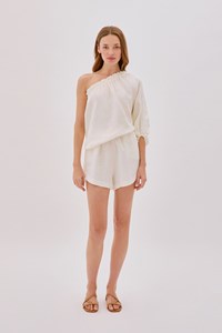 White One Sleeve Linen Top