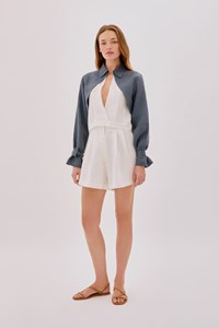 Claudia Ecru Linen Flare Shorts