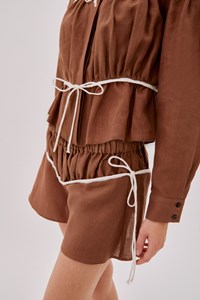 Colette Cappuccino and Ecru Linen Tie Shirt