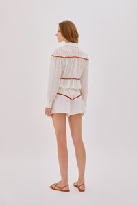 Colette Ecru and Terracotta Linen Tie Shirt