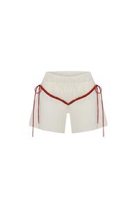 Colette Ecru and Terracotta Linen Tie Shorts