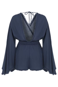 Deep Blue Wing Sleeve Romper