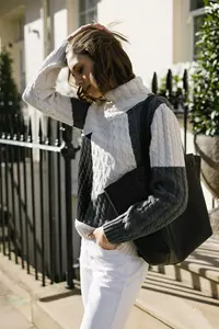 Victoria Monochrome Patchwork Cashmere-Blend Sweater