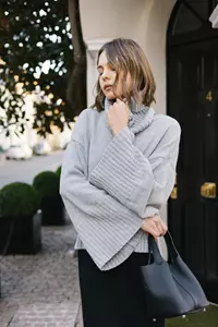 Pippa Grey Detachable Roll Neck Cashmere-Blend Sweater