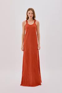 Ember Terracotta Linen Backless Maxi Dress