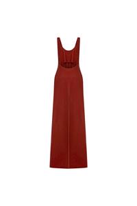 Ember Terracotta Linen Backless Maxi Dress