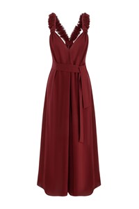 Esme Cranberry Red Cotton Ruffle Strap Dress