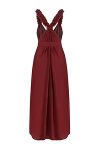 Esme Cranberry Red Cotton Ruffle Strap Dress