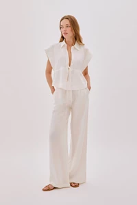 Galia Ecru Linen Pants