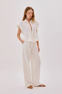 Galia Ecru Linen Pants