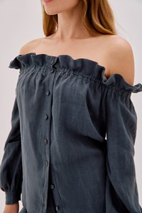 Gracey Indigo Linen Top