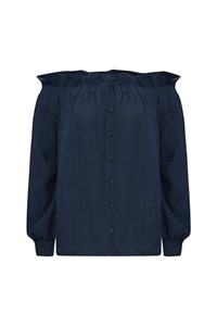 Gracey Indigo Linen Top