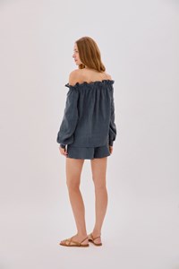 Gracey Indigo Linen Top