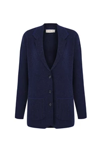 Ink Blue Speckled Wool Blazer