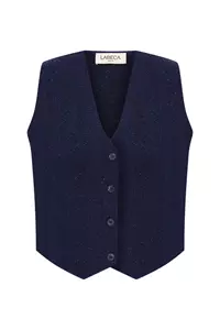 Ink Blue Speckled Wool Vest
