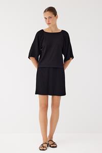 Kate Black Pleated Above-Knee Skirt